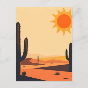 Desert Cactus Sunset Silhouette  Postcard