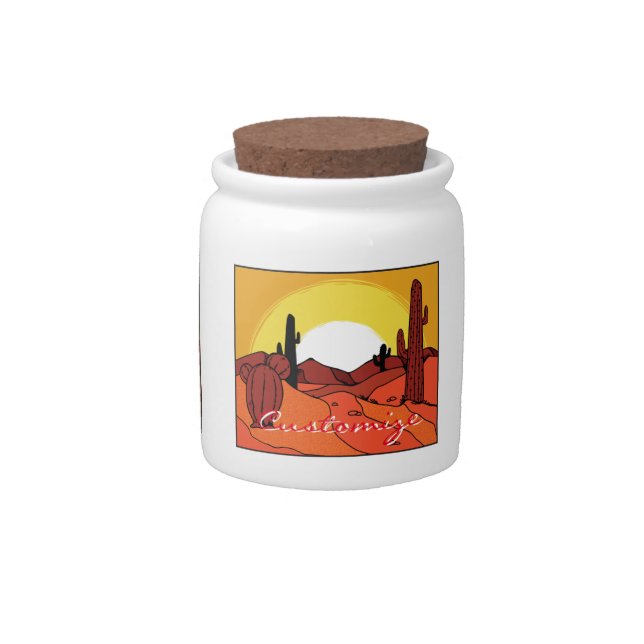 Desert Cactus Sunset Thunder_Cove Candy Jar (Front)