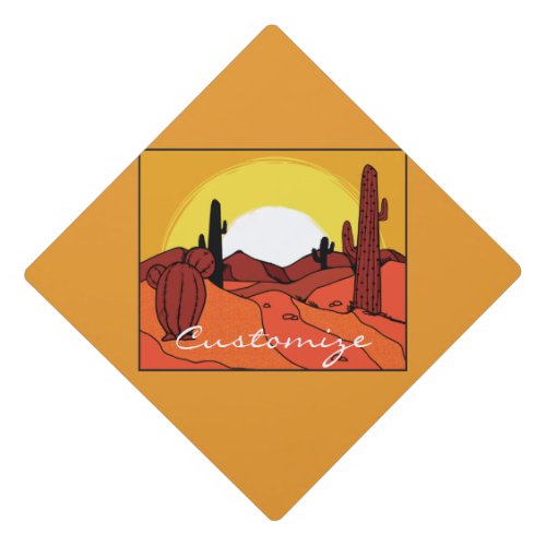 Desert Cactus Sunset Thunder_Cove Graduation Cap Topper