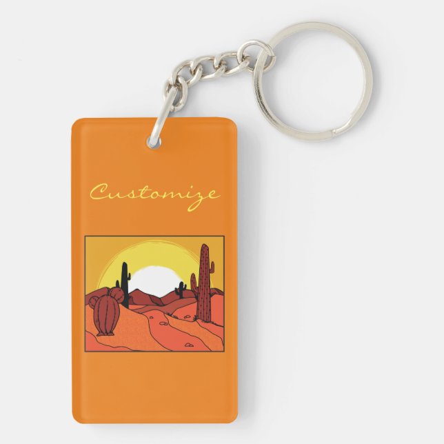 Desert Cactus Sunset Thunder_Cove Keychain (Back)