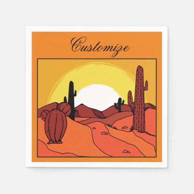 Desert Cactus Sunset Thunder_Cove Napkins (Front)