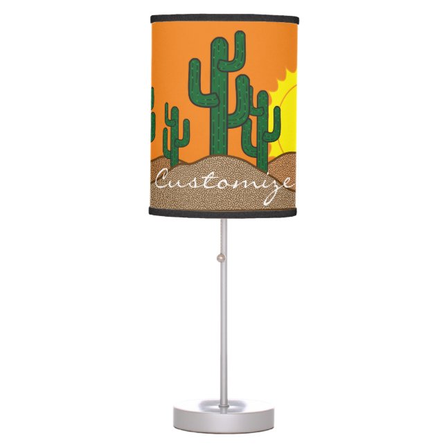 Desert Cactus Sunset Thunder_Cove Table Lamp (Front)
