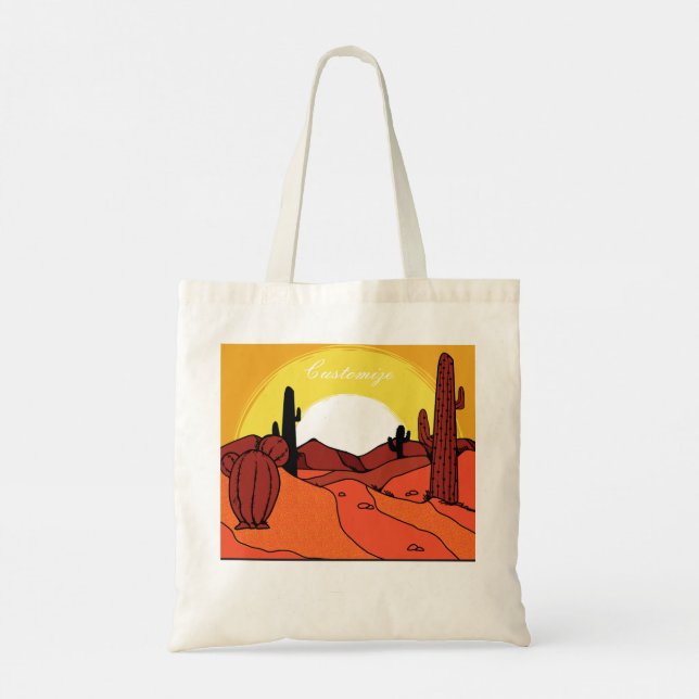 Desert Cactus Sunset Thunder_Cove Tote Bag (Back)