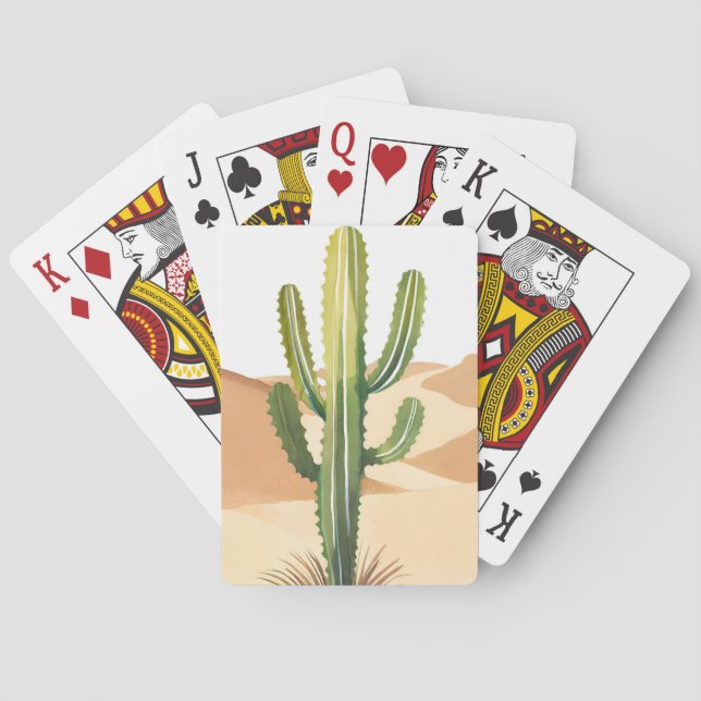 Desert Cactus | Watercolor Green Cacti Poker Cards (Back)