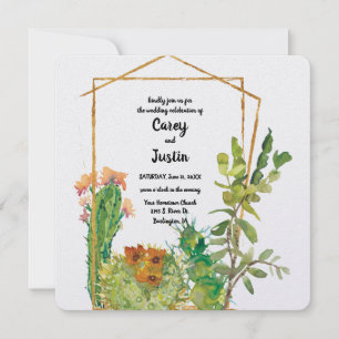 Desert Cactus Watercolor Wedding Invitation