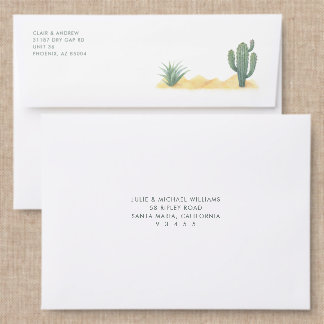Desert Cactus Wedding Back Addressed Envelopes