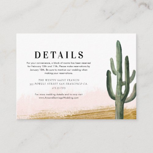 Desert Cactus Wedding Details Enclosure Card