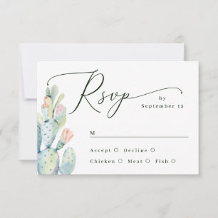 Desert Cactus Wedding Southwestern Boho Meal RSVP Card