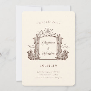 Desert Cactus Western Monogram Save the Date Invitation