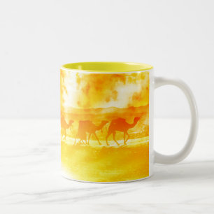 Desert Camel Caravan Sunburst Ceramic Mug