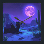 Desert Camel Mousepad Square Wall Clock<br><div class="desc">🐪 A calm desert design with a lone camel and soft purple tones.  
Perfect for travelers,  nature fans,  and anyone who likes clean,  chill desk vibes.</div>