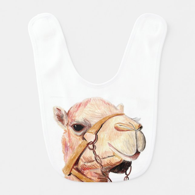 Desert Camel Portrait Baby Bib (Front)