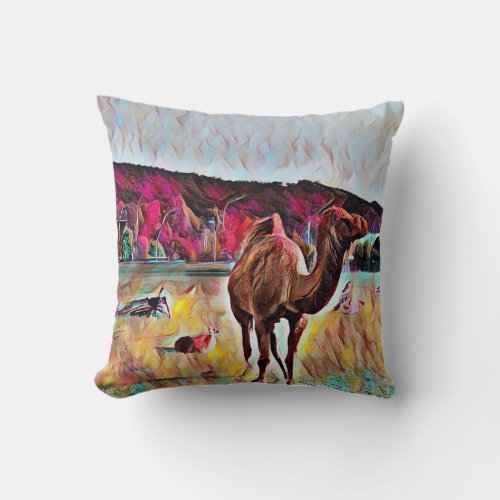 Desert Camel Throw Pillow