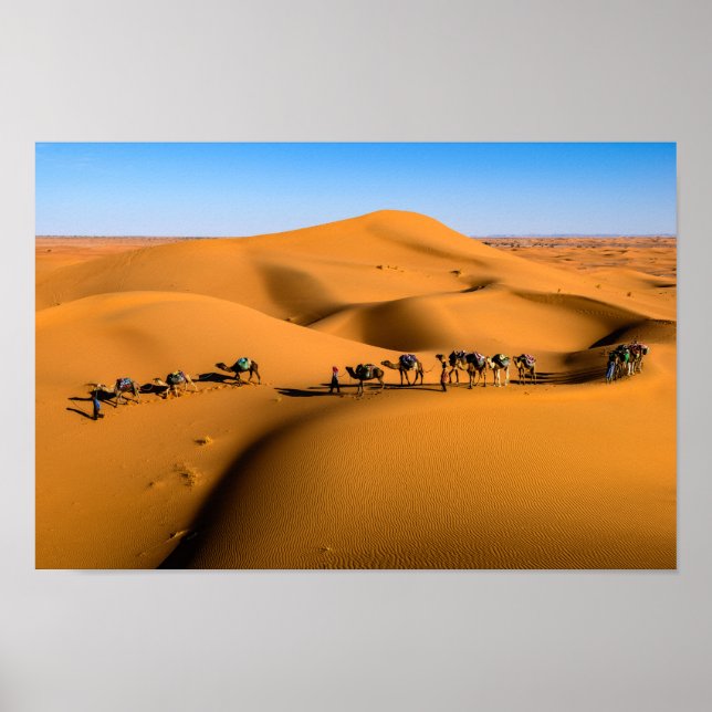 DESERT CAMEL TRAIN - Sand Dunes in Tamnougalt Poster (Front)