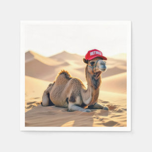 Desert Camel Wearing a Retired Cap Napkins