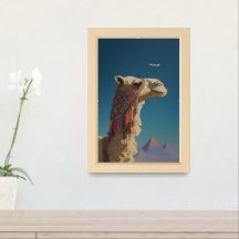 Desert Camel with Pyramids - Cultural Travel Art