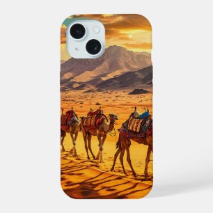 Desert Camels Arabian Travel Aesthetic Design iPhone 15 Case