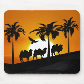 Desert Camels at sunset Mouse Pad