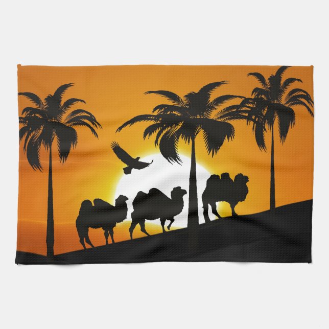 Desert Camels at sunset Towel (Horizontal)
