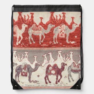 Desert Camels Caravan Art Drawstring Bag