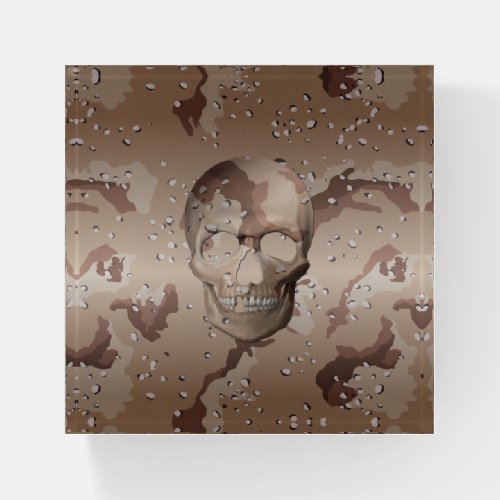 Desert Camo 3D Skull Camouflage Pattern Paperweight