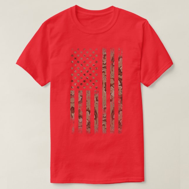 Desert Camo American Flag Military Tactical T-Shirt (Design Front)