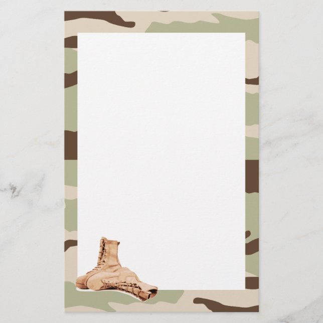 Desert Camo and Combat Boots Stationery (Front)