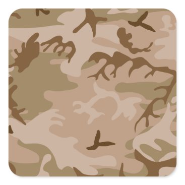 Desert Camo - Brown Camouflage Square Sticker Desert Camo - Brown Camouflage Square Sticker