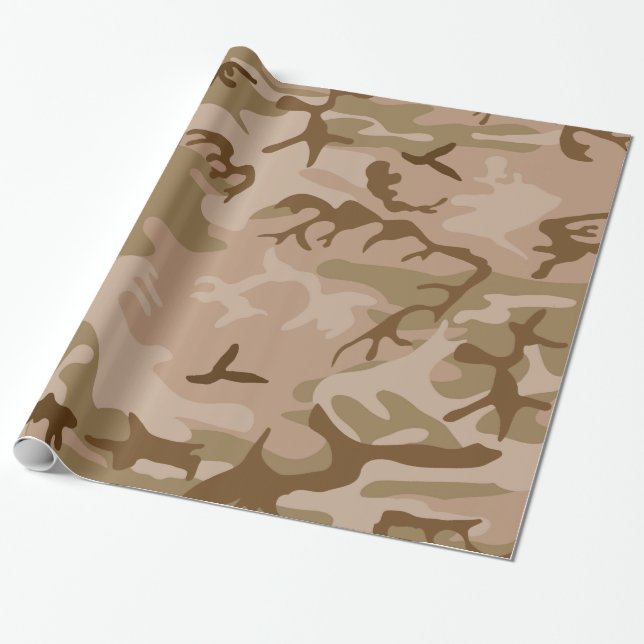 Desert Camo - Brown Camouflage Wrapping Paper (Unrolled)