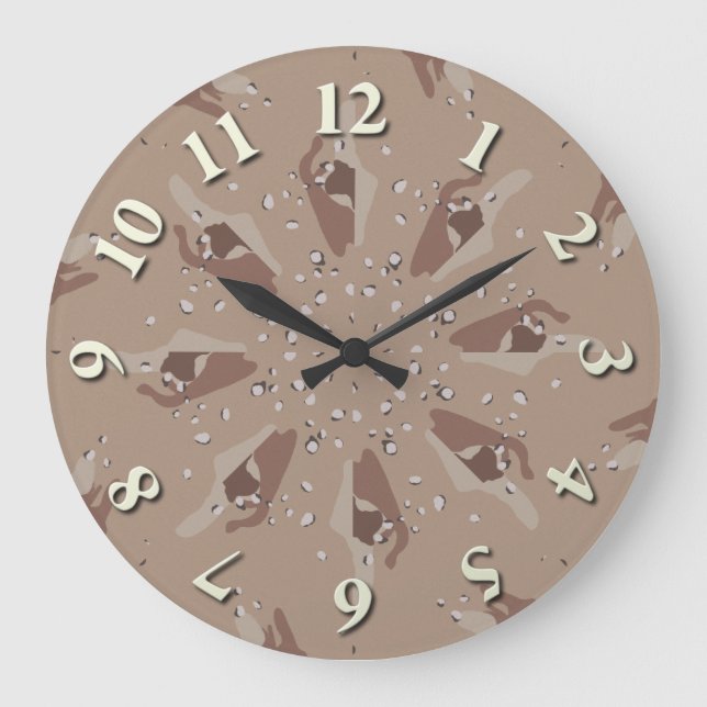 Desert Camo Kaleidoscope Large Clock (Front)