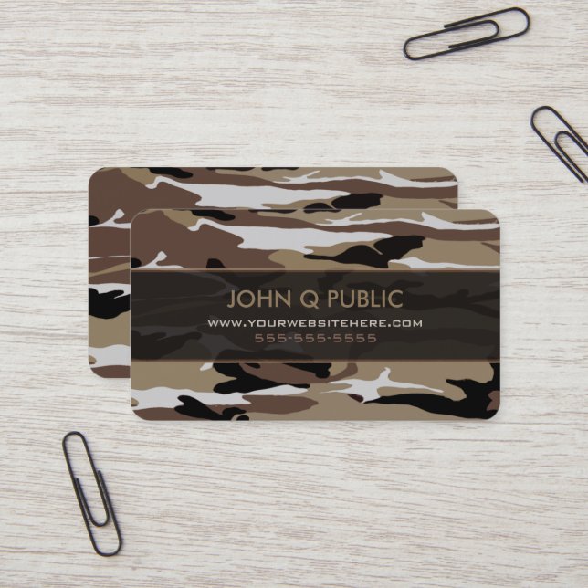 Desert Camo Pattern Business Card (Front/Back In Situ)