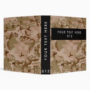 Desert Camouflage, Brown Camo, Military, Army 3 Ring Binder