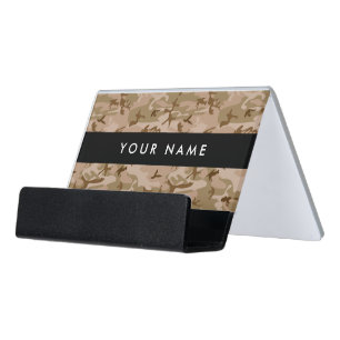Desert Camouflage, Brown Camo, Military, Army Desk Business Card Holder