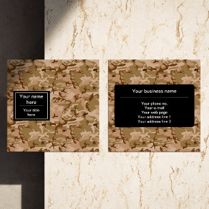 Desert Camouflage, Brown Camo, Military, Army Square Business Card