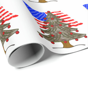 Desert Camouflage Christmas Tree w/American Flag Wrapping Paper
