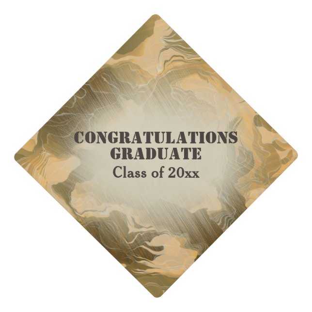 Desert Camouflage Congratulations Graduation Cap Topper (Front)
