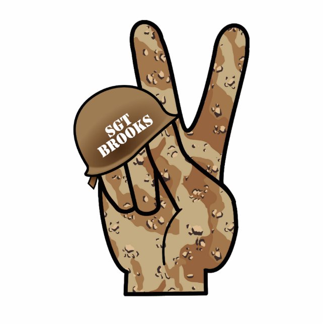 Desert Camouflage Hand Peace Sign Ornament (Front)