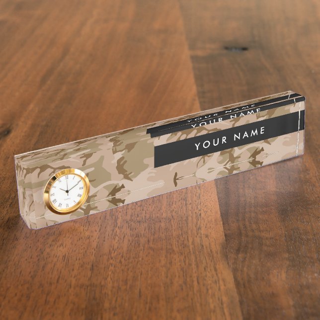 Desert Camouflage, Military, Army Desk Name Plate (Side)
