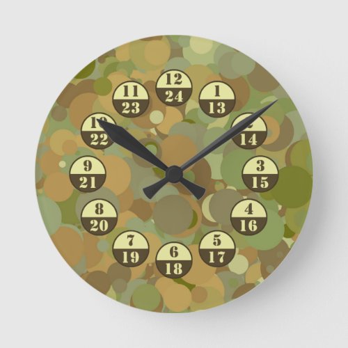 Desert Camouflage Military Time Round Clock