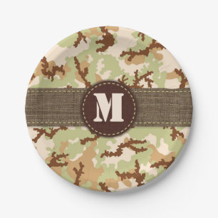 Desert camouflage paper plates
