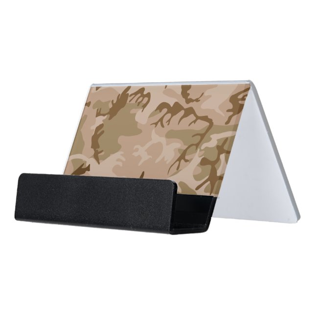 Desert Camouflage Pattern, Military Pattern, Army Desk Business Card Holder (Angled Front)