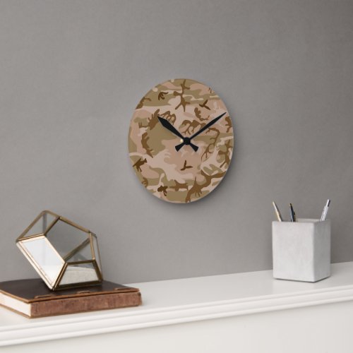 Desert Camouflage Pattern Military Pattern Army Round Clock