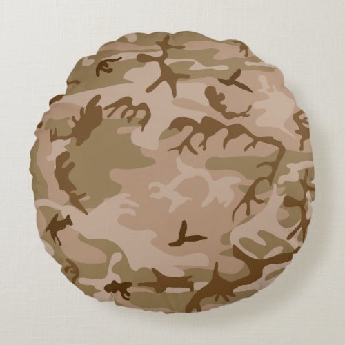 Desert Camouflage Pattern Military Pattern Army Round Pillow