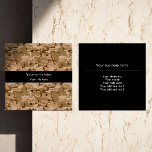 Desert Camouflage Pattern, Military Pattern, Army Square Business Card