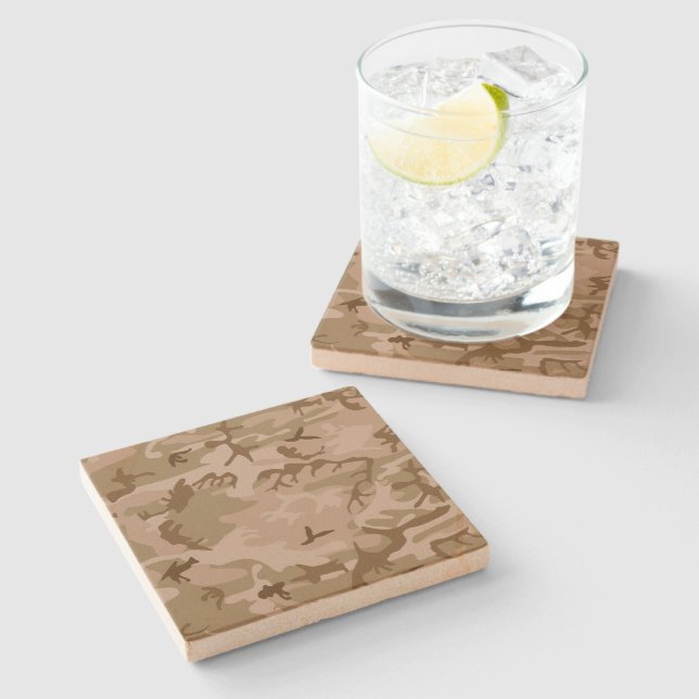 Desert Camouflage Pattern, Military Pattern, Army Stone Coaster (Side)