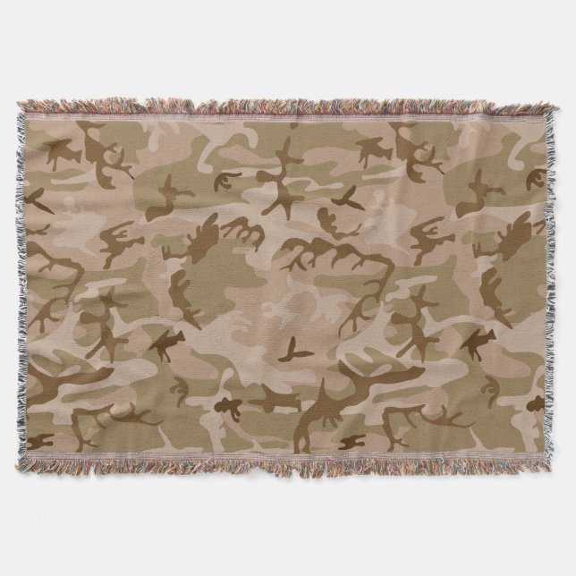 Desert Camouflage Pattern, Military Pattern, Army Throw Blanket (Front)