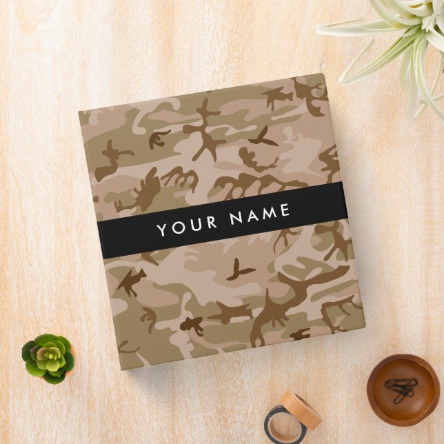 Desert Camouflage Pattern, Your name, Personalize 3 Ring Binder (In Situ)