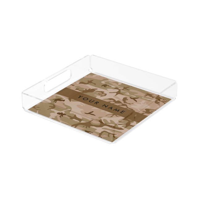 Desert Camouflage Pattern, Your name, Personalize Acrylic Tray (Angled)