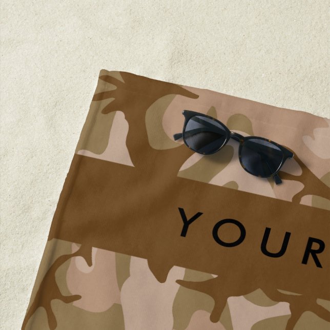 Desert Camouflage Pattern, Your name, Personalize Beach Towel (In Situ)