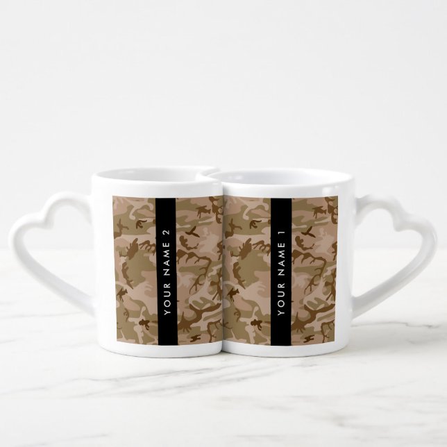 Desert Camouflage Pattern, Your name, Personalize Coffee Mug Set (Back Nesting)